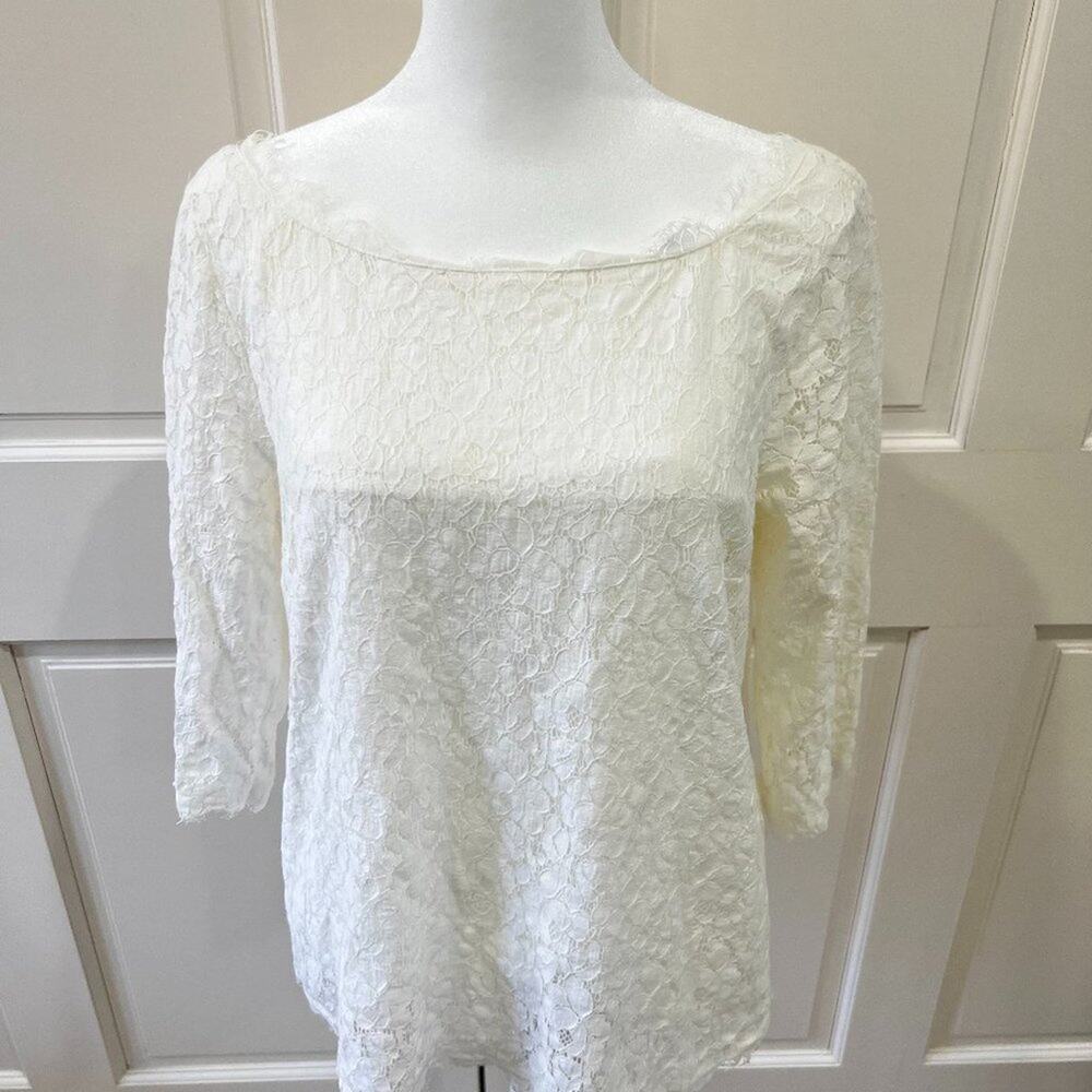 Central Park West white lace blouse, size L